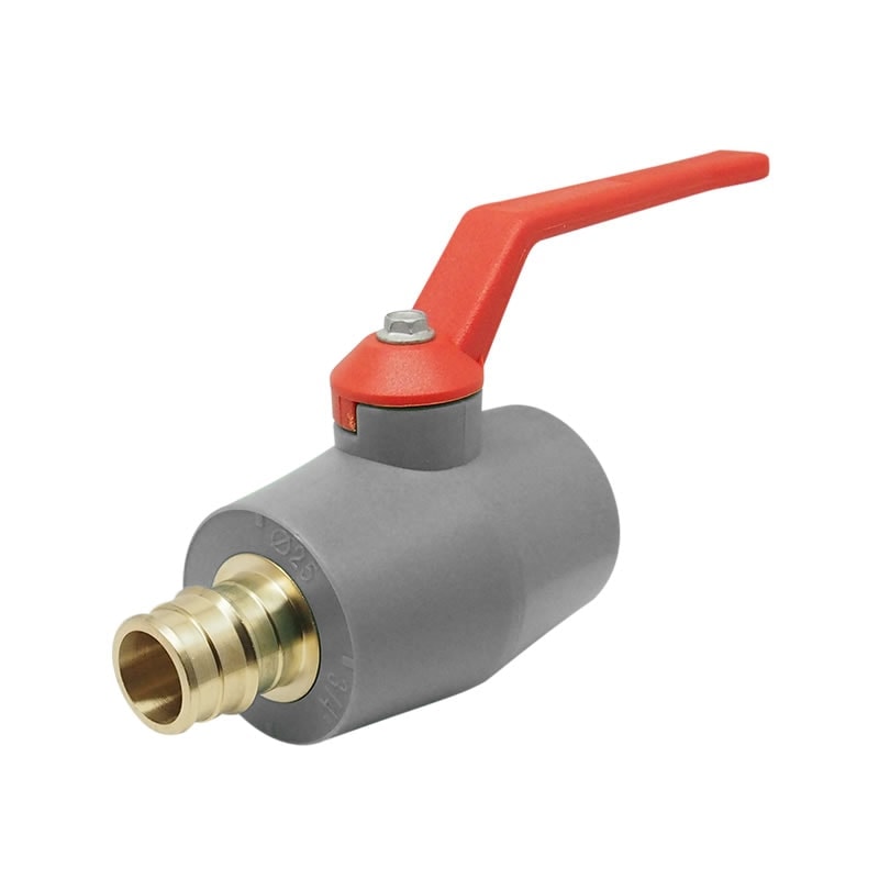Red-White 1516AB PP-RCT Ball Valve – PEX – 1/2"–1"