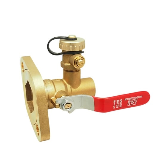 Red-White 2415 Brass Pump Flange Ball Valve with Drain – Sweat/Solder – 3/4"–2"