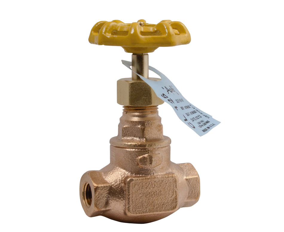 Apollo 33LF-163 Lead-Free Class 125 Bronze Globe Valve – Rising Stem – NSF 61 & 372 – 2 x FNPT – Made in USA