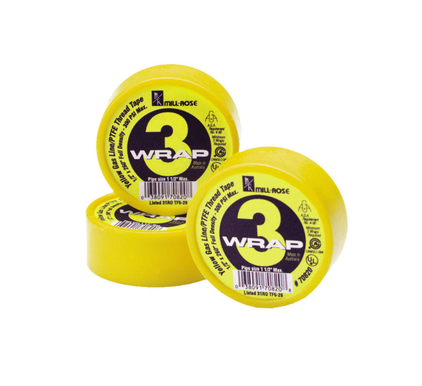 Blue Monster 70820 PTFE TAPE,YEL GAS,1/2"X260"