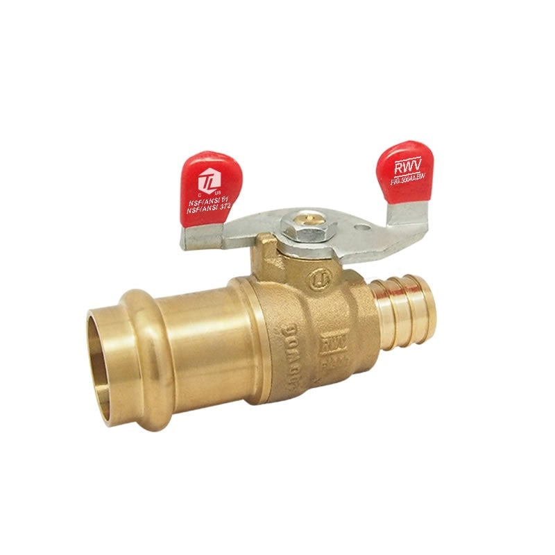 Red-White 5004ABW DZR Lead Free Brass PEX Ball Valve – EzPress – 1/2"–1"
