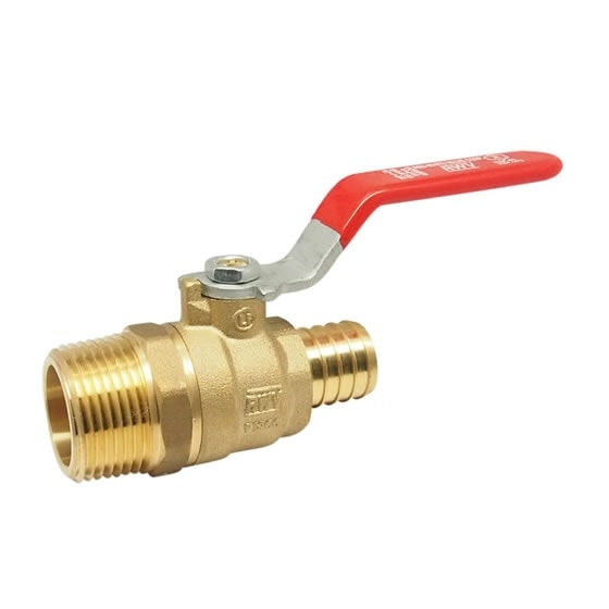 Red-White 5006AB DZR Lead Free Brass PEX Ball Valve – Threaded MNPT – 1/2"–1"