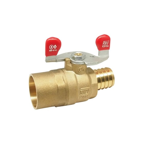 Red-White 5007ABW DZR Lead Free Brass PEX Ball Valve – 1/2"–1"