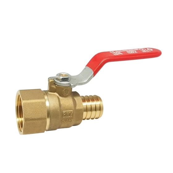 Red-White 5008AB DZR Lead Free Brass PEX Ball Valve – Threaded FNPT – 1/2"–1"