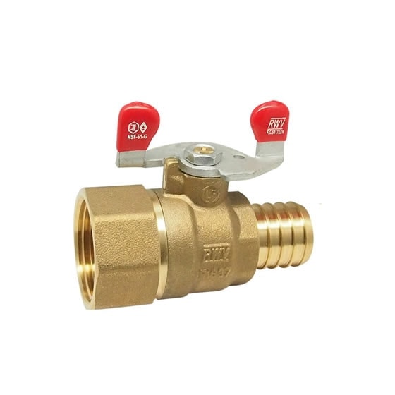 Red-White 5008ABW DZR Lead Free Brass PEX Ball Valve – Threaded FNPT – 1/2"–1"