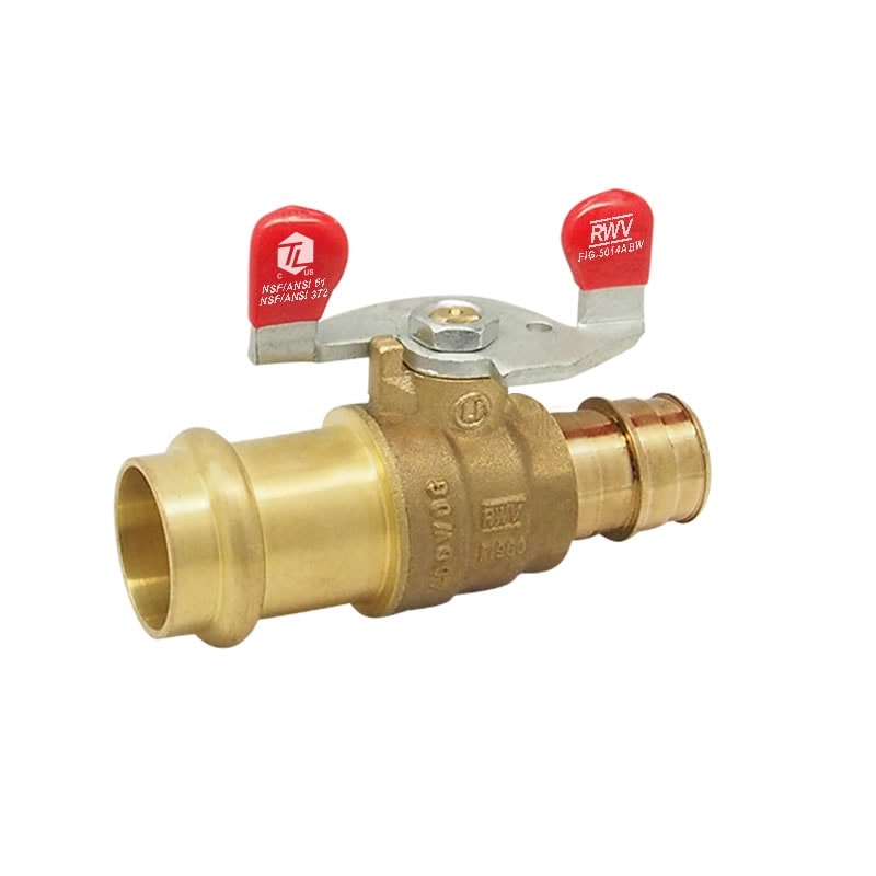 Red-White 5014ABW DZR Lead Free Brass PEX Ball Valve – EzPress – 1/2"–1"