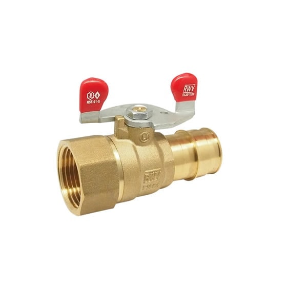 Red-White 5016ABW DZR Lead Free Brass PEX Ball Valve – Threaded FNPT – 1/2"–1"