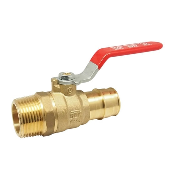 Red-White 5018AB DZR Lead Free Brass PEX Ball Valve – Threaded MNPT – 1/2"–1"