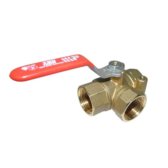 Red-White 5045 Brass 3-way Ball Valve – Threaded FNPT x FNPT – 3/8"–2"