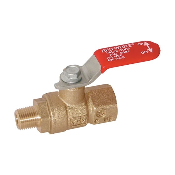 Red-White 5081 Brass Mini Ball Valve – Threaded MNPT – 1/8"
