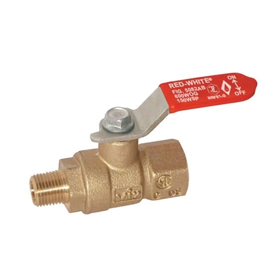 Red-White 5082AB Lead Free Brass Mini Ball Valve – Threaded MNPT – 1/4"