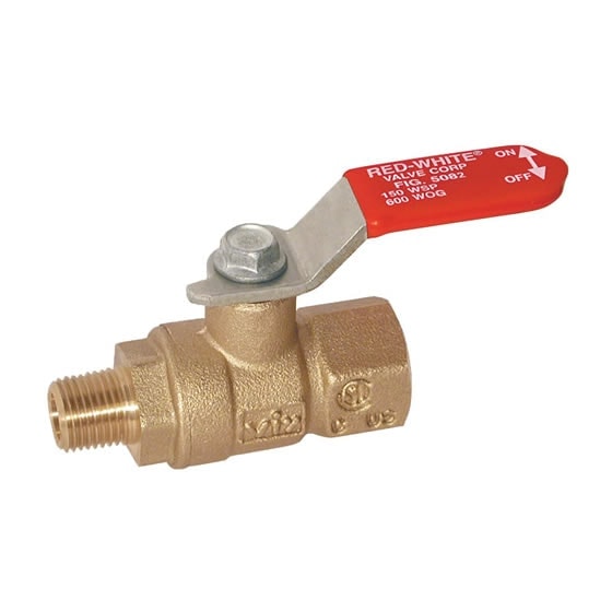 Red-White 5082 Brass Mini Ball Valve – Threaded MNPT – 1/4"