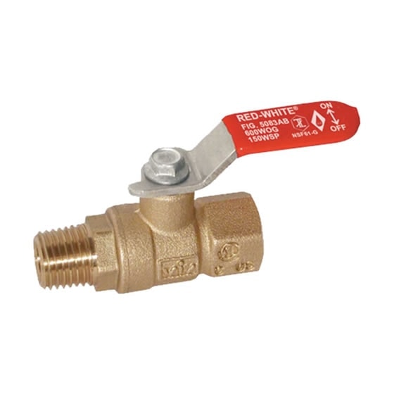Red-White 5083AB Lead Free Brass Mini Ball Valve – Threaded MNPT – 1/4"