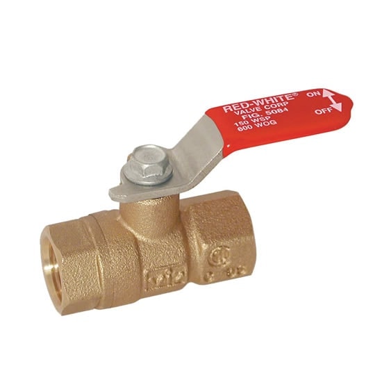 Red-White 5084 Brass Mini Ball Valve – Threaded FNPT x FNPT – 1/4"