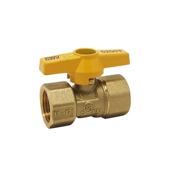 Red-White 5200T Brass CSA Gas Ball Valve – Threaded FNPT x FNPT – 3/8"–1"