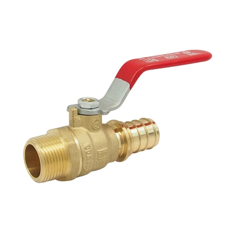 Red-White 5418AB DZR Lead Free Brass PEX Ball Valve – Threaded MNPT – 1/2"–1"