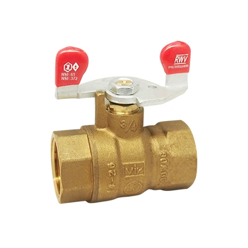 Red-White 5592ABWS Lead-Free Brass Ball Stainless Steel Handle – Threaded FNPT x FNPT – 1/2"–1"