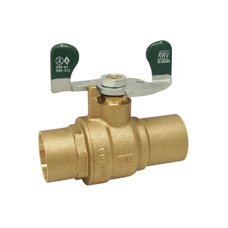 Red-White 5595ABW Lead Free Brass Ball Valve with Wing Handle – Sweat/Solder – 1/2"–1"