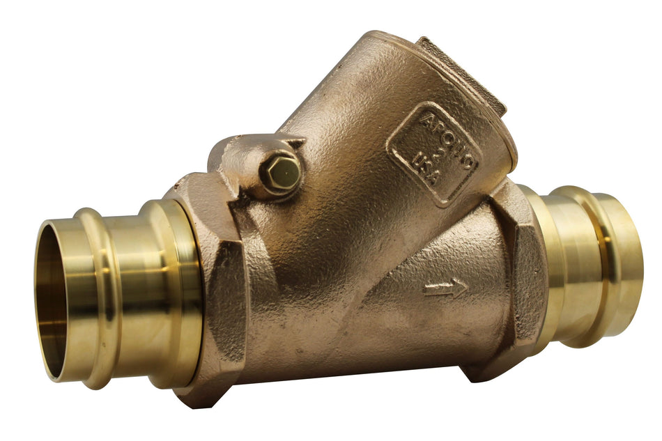 Apollo 61YLF-200 Lead-Free Bronze Y-Pattern Swing Check Valve – Press – NSF 61/372 – Made in USA