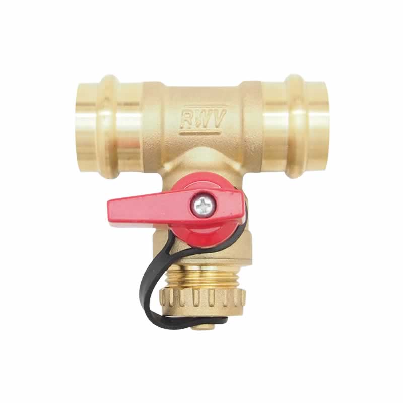 Red-White 8040P TEE Drain Valve – EzPress – 1/2"–2"