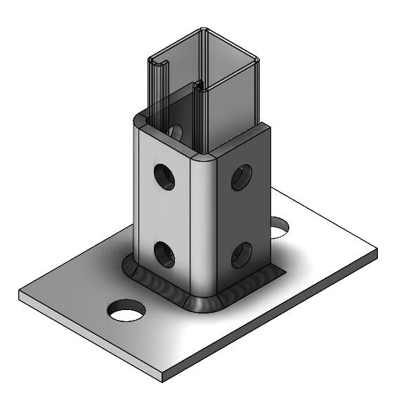 Post Base Zinc for 1-5/8" x 1-5/8" Strut 4" x 6" Base
