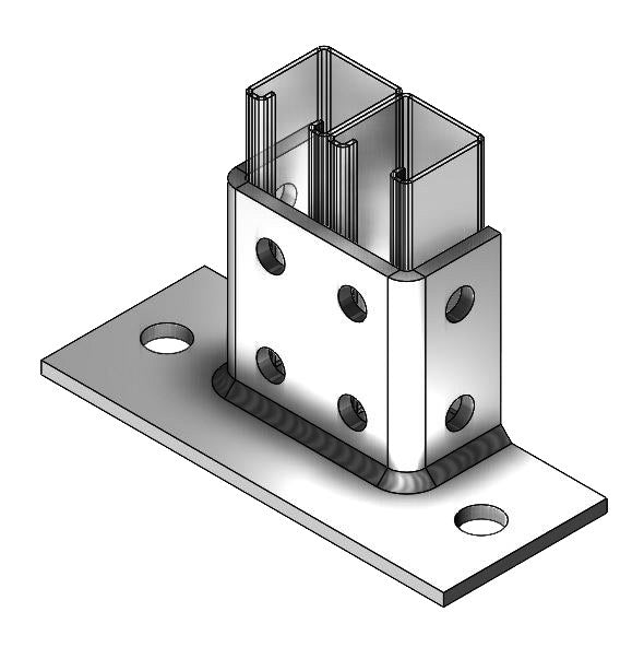 Post Base Flush Mount Zinc for 1-5/8" x 3-1/4" Strut