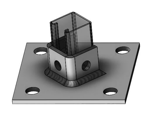 Post Base Diagonal Zinc for 1-5/8" x 1-5/8" Strut 6" Base