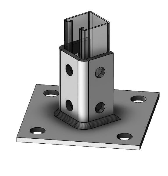 Post Base Diagonal Zinc for 1-5/8" x 1-5/8" Strut