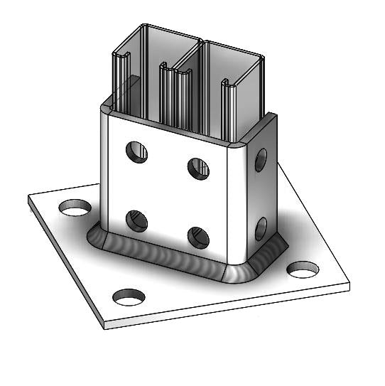 Post Base - Square 3 1/4 Strut 6" Base