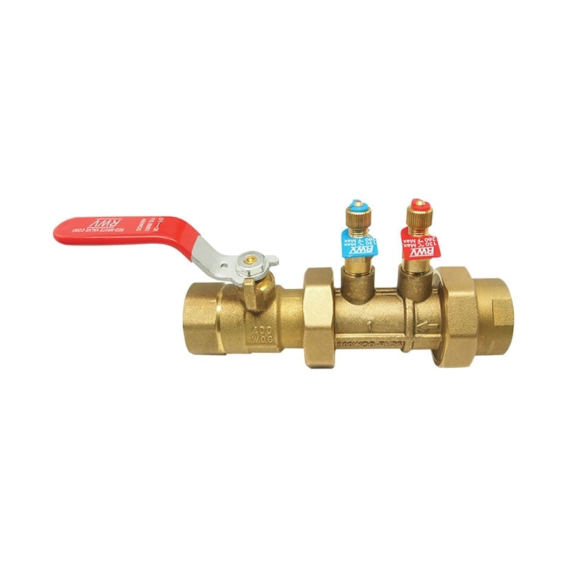 Red-White 9907IBV-MS Straight DZR Brass Automatic Balancing Valve with Isolation Ball Valve