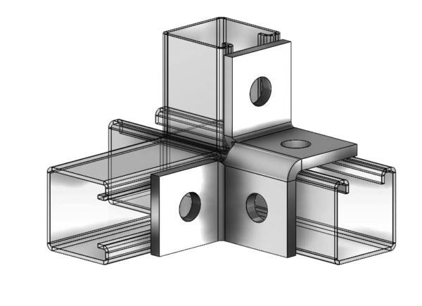 4 Hole Double Corner Connect 1-7/8" Double Wing Zinc
