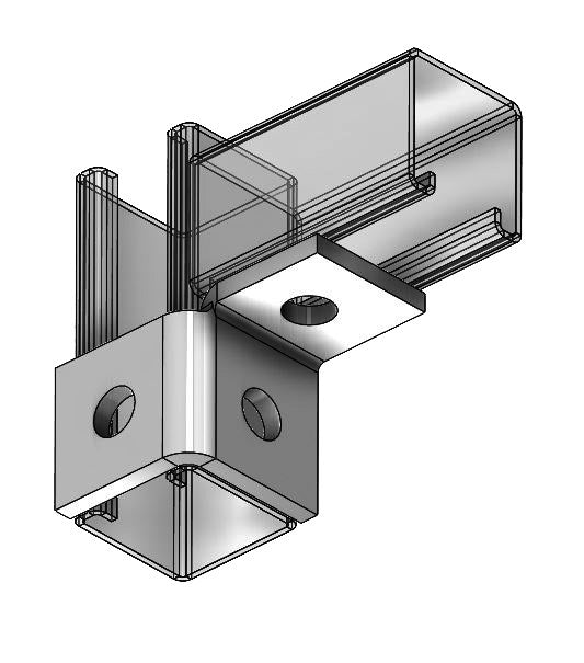 3 Hole RH Single Corner Connect 1-7/8" Single Wing Zinc