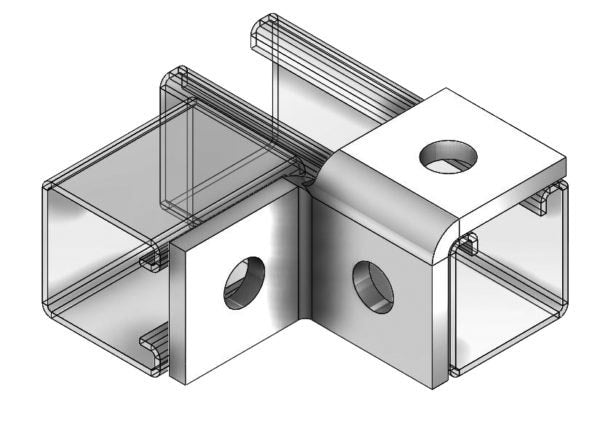 3 Hole LH Single Corner Connect 1-7/8" Single Wing  Zinc