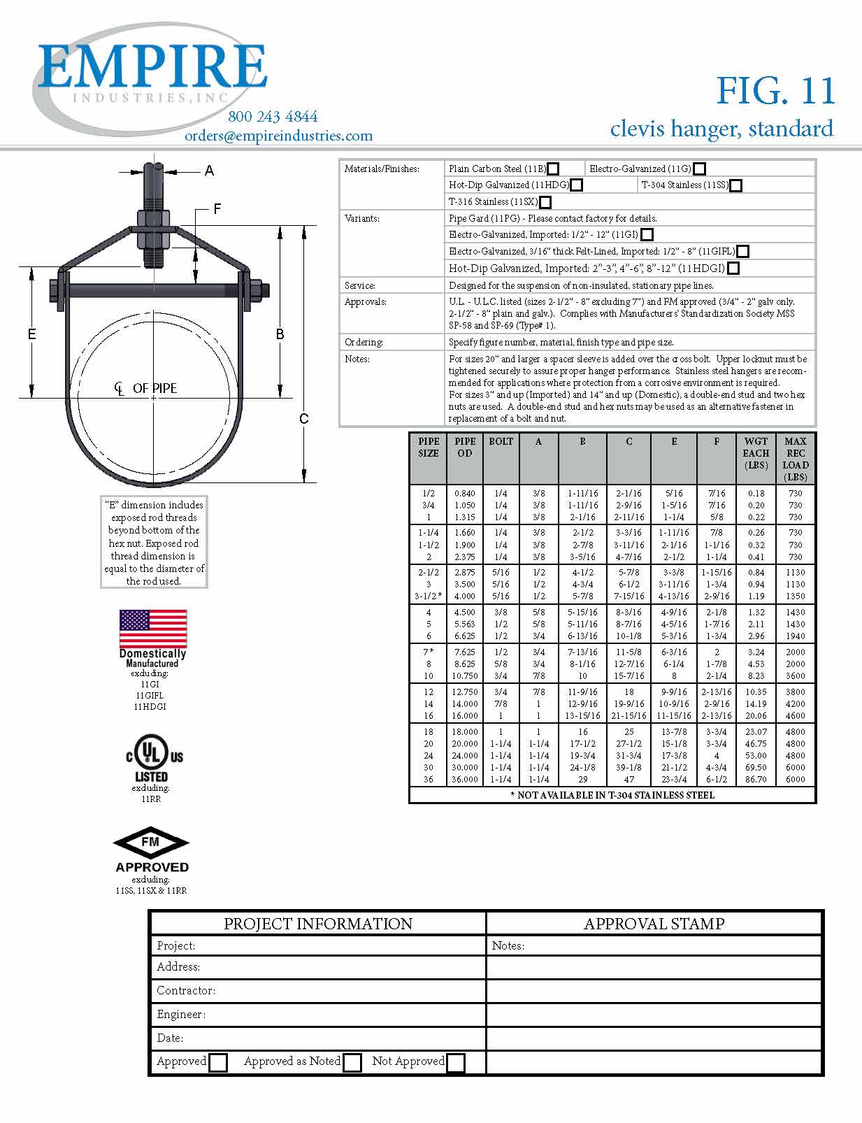 Clevis Standard Hot Dip Galvanized IPS