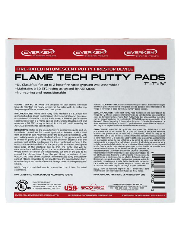 Intumescent Fire-Rated Putty Pads