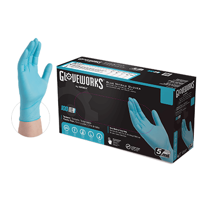 Ammex Gloveworks 5-Mil Blue Nitrile Gloves — Case of 1,000