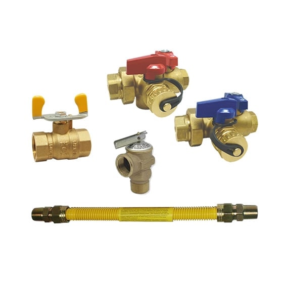 Red-White 3400RAB Lead Free Brass Solder Tankless Water Heater Valve Kit – Threaded FNPT x FNPT