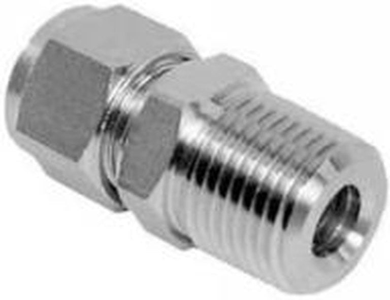 1/2"OD x 3/8"MIP 316L SS Male Connector — Double Ferrule Compression Fitting