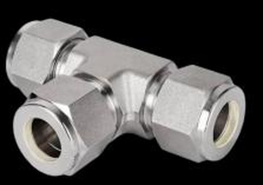 316L SS Union Tee — Double Ferrule Compression Fitting